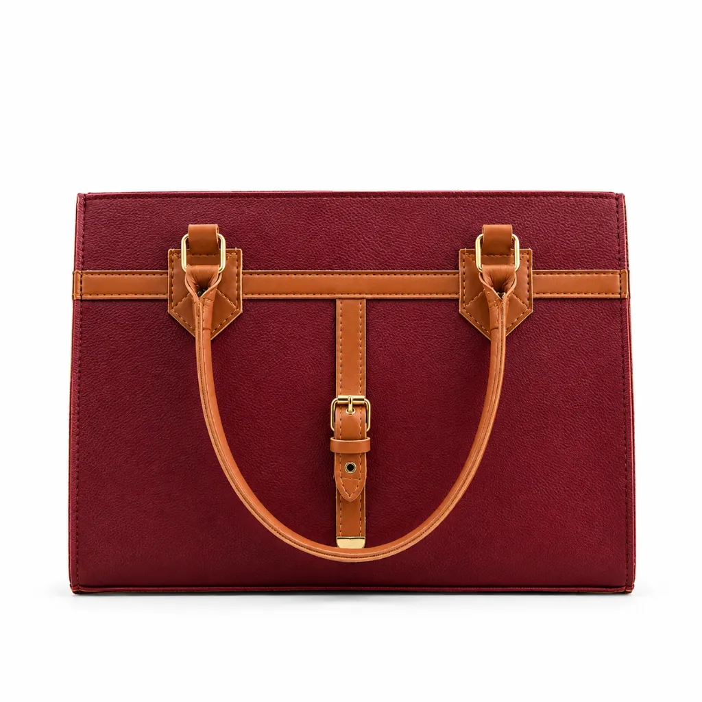 Burgundy Leather Satchel with Tan Trim.webp