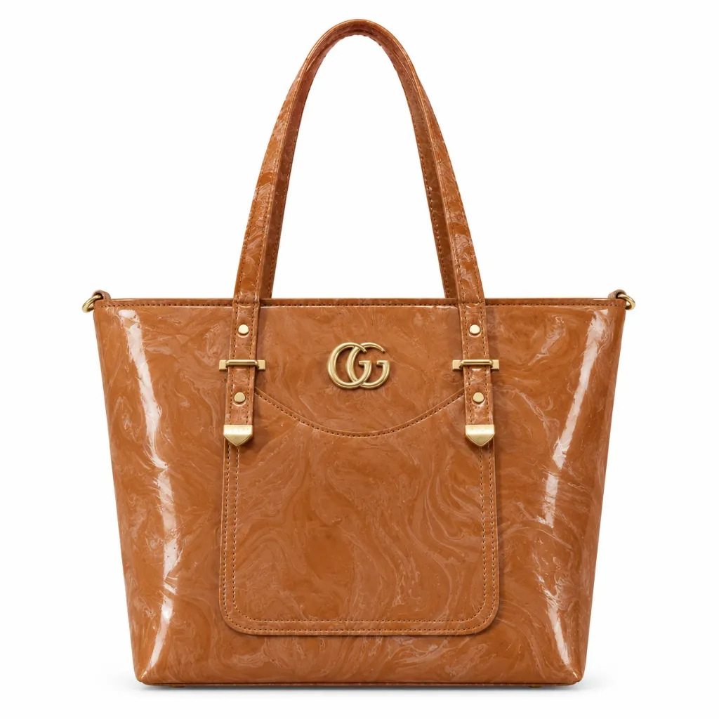 Glossy Caramel Marbled Leather Tote (1).webp