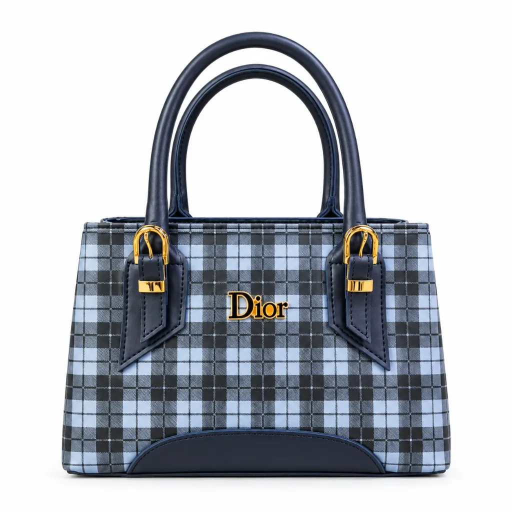 Luxury Blue Plaid Dior Tote.webp